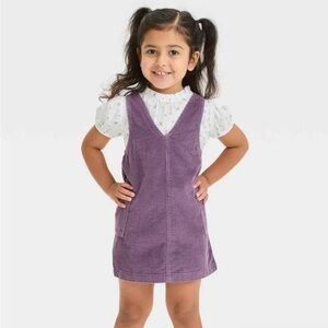 Cat & Jack Purple Corduroy Overall Jumper Dress Sz 3T NWT